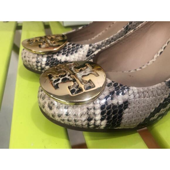 Tory Burch Python Print Molly Wedge in Natural/Gold 6M(sh900 - Picture 6 of 10